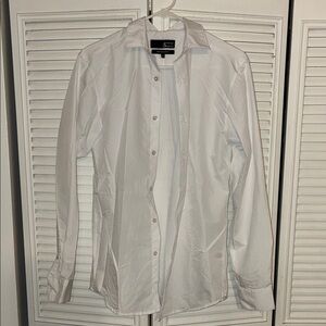 Men's White Long-Sleeve Dress Shirt by George - Tailored Look